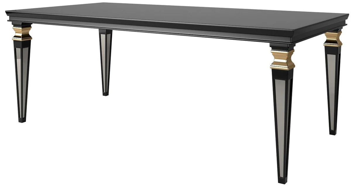 Luxury Baroque Dining Room Set Gold / Black / Silver - 1 Dining Room Table & 6 Dining Chairs - Dining Room Furniture in Baroque Style - Luxury Quality - Noble & Magnificent