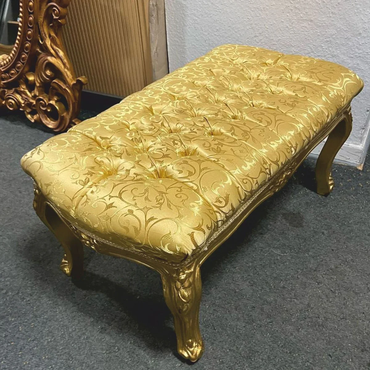 Baroque stool with pattern gold 75 cm - Baroque furniture