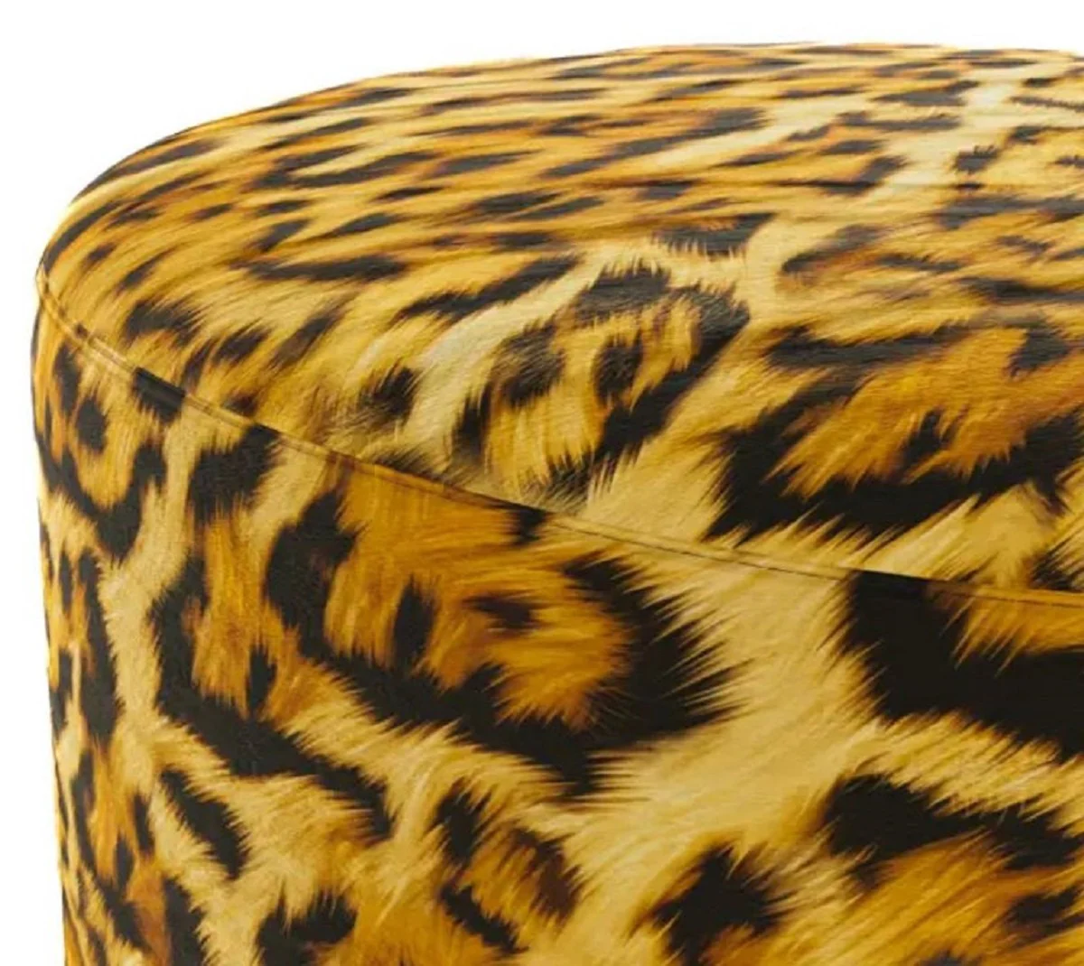 Luxury footstool with leopard pattern Ø 75 x H. 30 cm - Round velvet stool - Living room furniture - Hotel furniture - Luxury furniture - Luxury furnishings