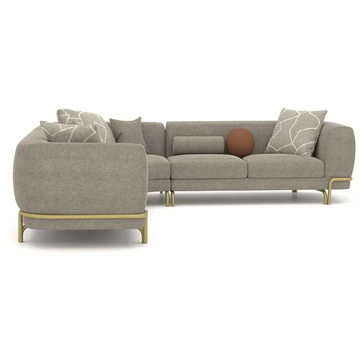 Luxury corner sofa gray / brass 315 cm - living room & hotel furniture