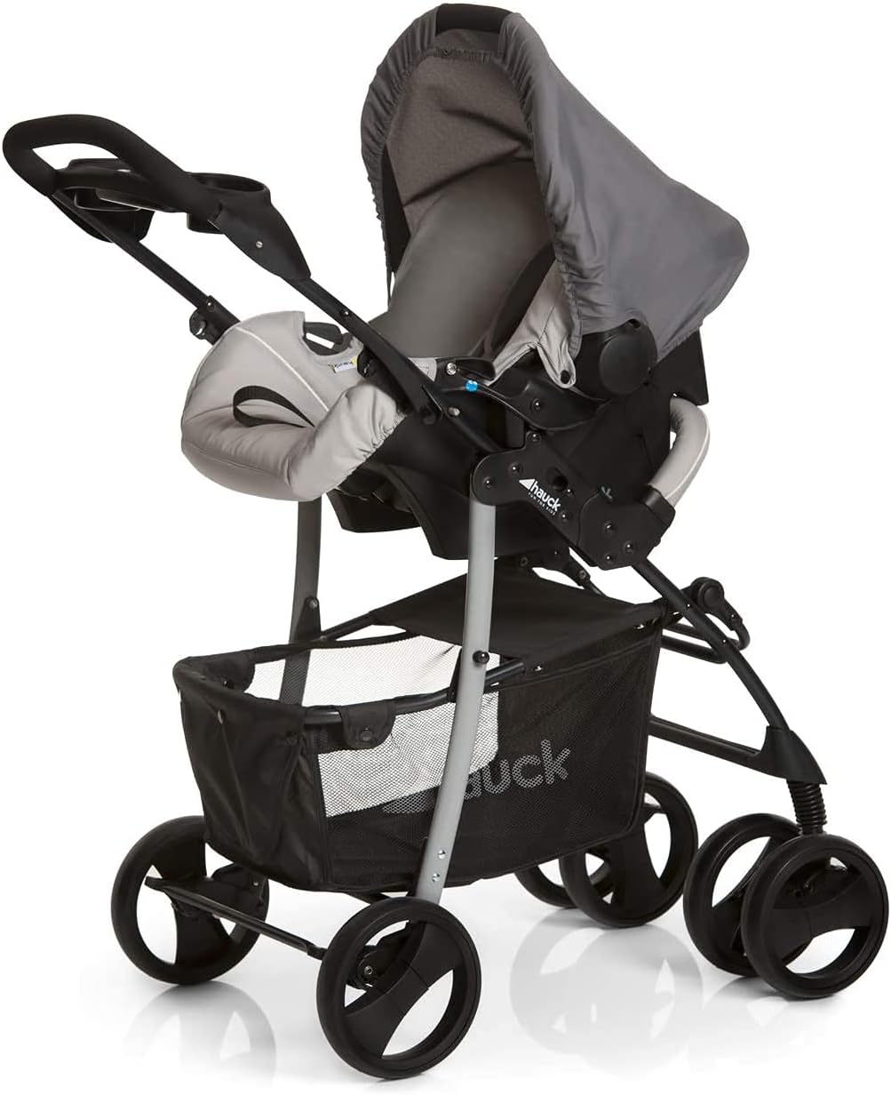Hauck Shopper SLX Trioset 3-in-1 Baby Stroller, from Birth to 25 kg, Carrycot, Baby Carriage, Group 0+ Car Seat, Stroller, Foldable, Compact, Swivel Wheels, Gray