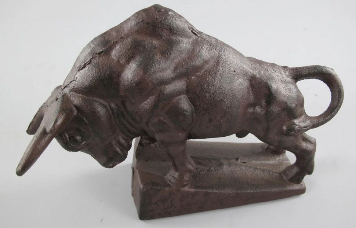 Metal decorative figure bull brown 27 cm - desk decoration figure