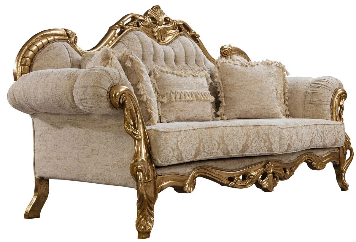 Luxury Baroque Sofa White / Gold 235 cm - Baroque Living Room Furniture