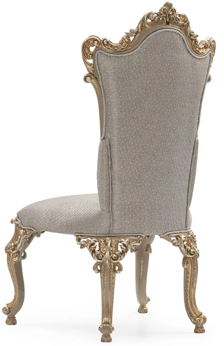 Luxury Baroque Dining Room Chair Silver / Gray / Gold - Magnificent Baroque Style Kitchen Chair - Luxury Dining Room Furniture in Baroque Style - Baroque Furniture - Noble & Magnificent