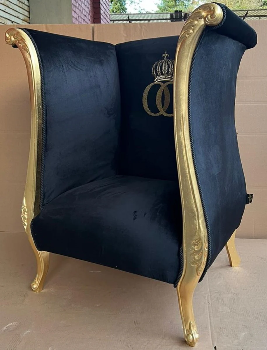 Extravagant Pompöös by luxury designer armchair by Harald Glööckler black / gold - Pompöös baroque armchair - noble and magnificent