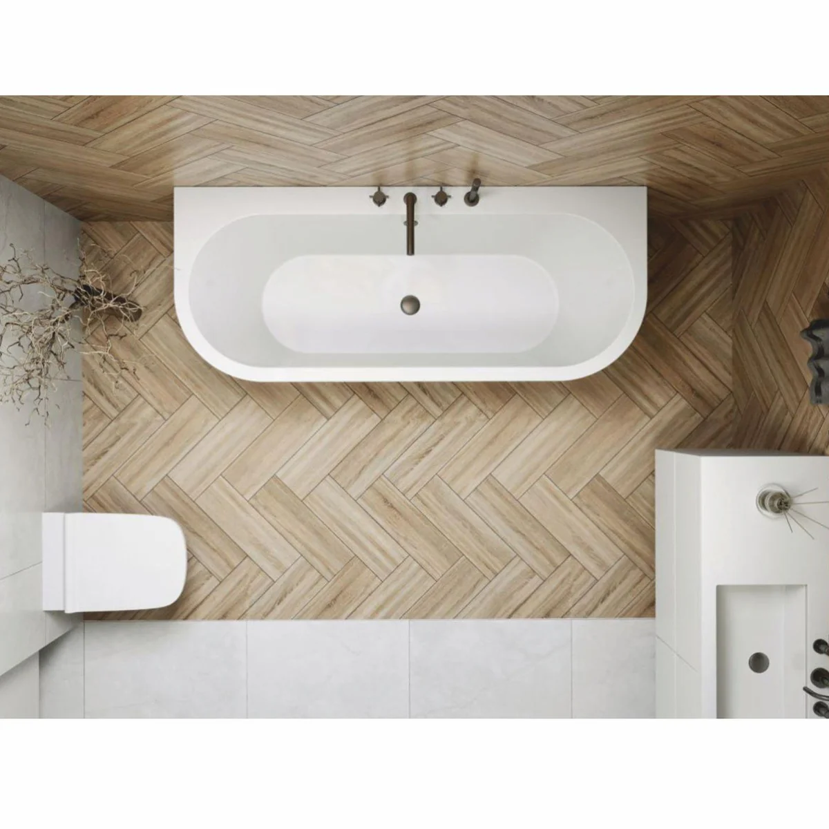 Freestanding luxury bathtub high gloss white 170 cm - bathroom furniture