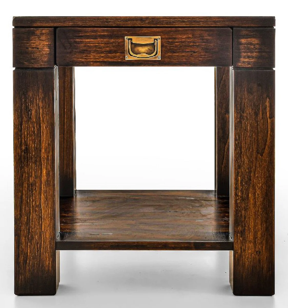 Luxury vintage style side table brown 50 x 50 x H. 55 cm - Square bedside table with drawer - Living room furniture - Bedroom furniture - Luxury vintage style furniture