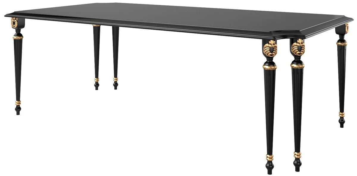 Luxury Baroque Dining Room Set Black / Antique Gold - 1 Dining Room Table & 6 Dining Chairs - Baroque Dining Room Furniture - Luxury Quality - Noble & Magnificent