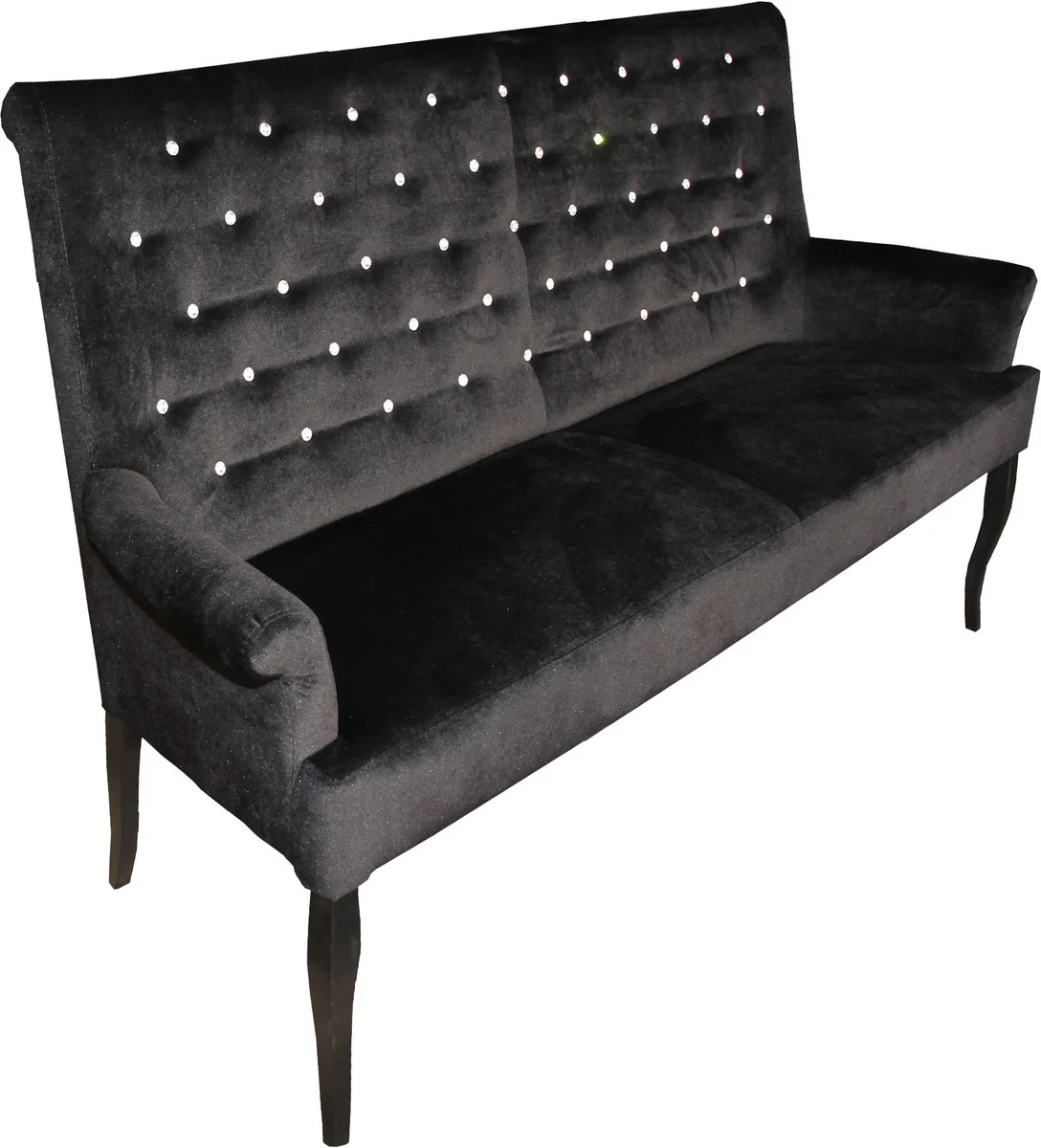 Chesterfield bench / sofa with Bling Bling glitter stones black W 180 cm, H 100 cm, D 67 cm - Dining room bench - Limited Edition