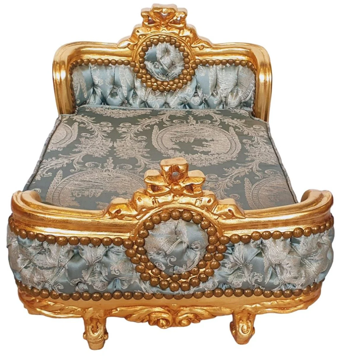 Baroque Dog Bed Green Pattern / Gold - Handmade Antique Style Dog Bed - Magnificent Dog Furniture in Baroque Style - Antique Style Animal Furniture - Baroque Animal Furniture