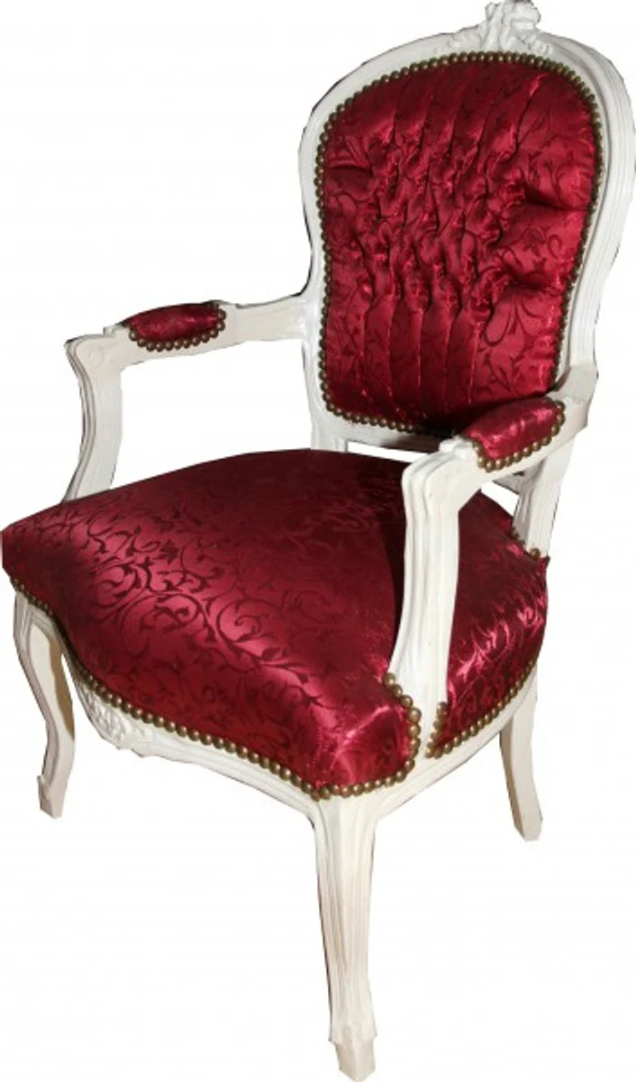 Baroque Salon Chair Bordeaux Red Pattern / Antique White - Chairs Furniture