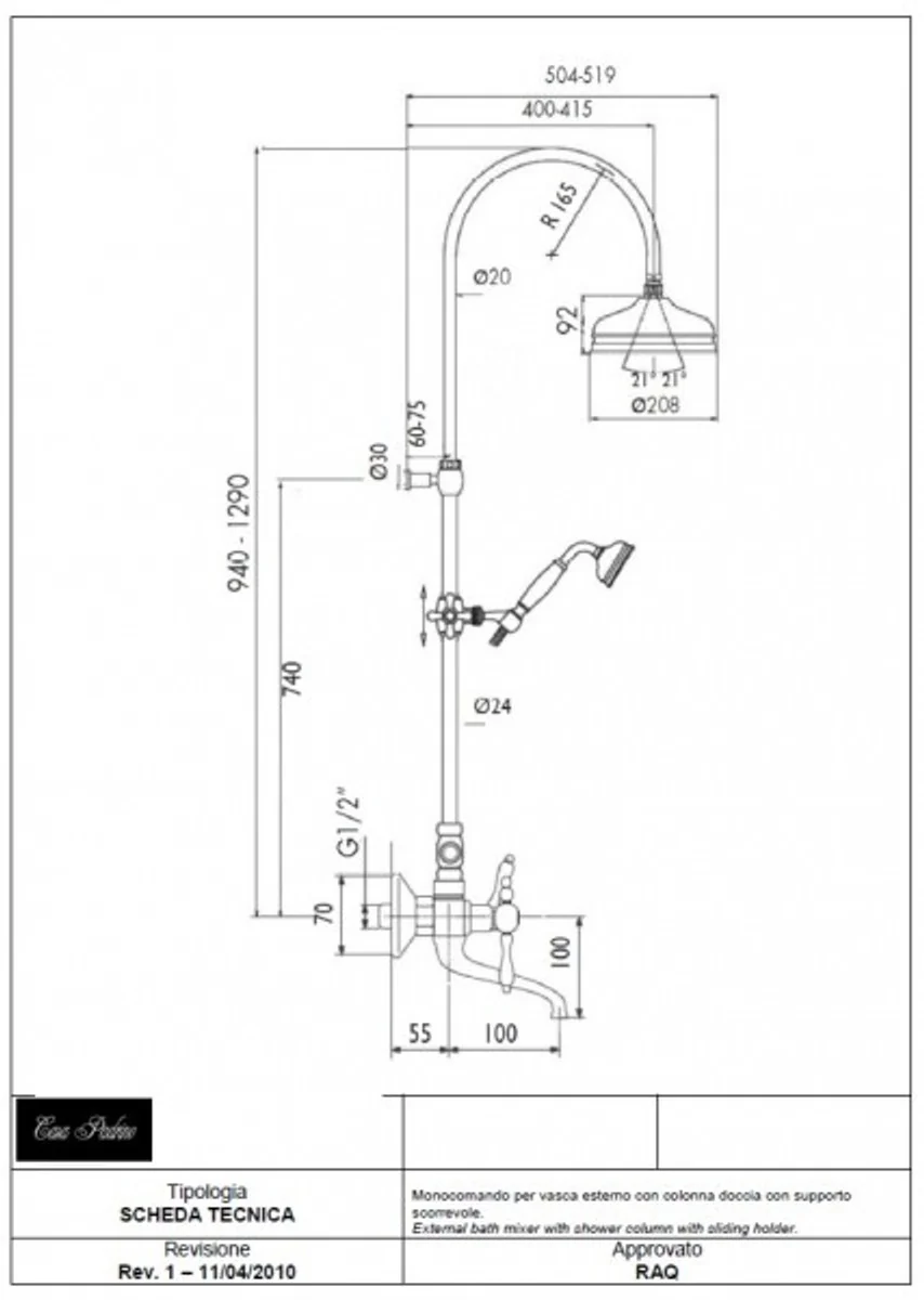 Luxury bathroom accessories - Art Nouveau retro shower and bathtub fittings chrome series Milano - Made in Italy Nostalgic