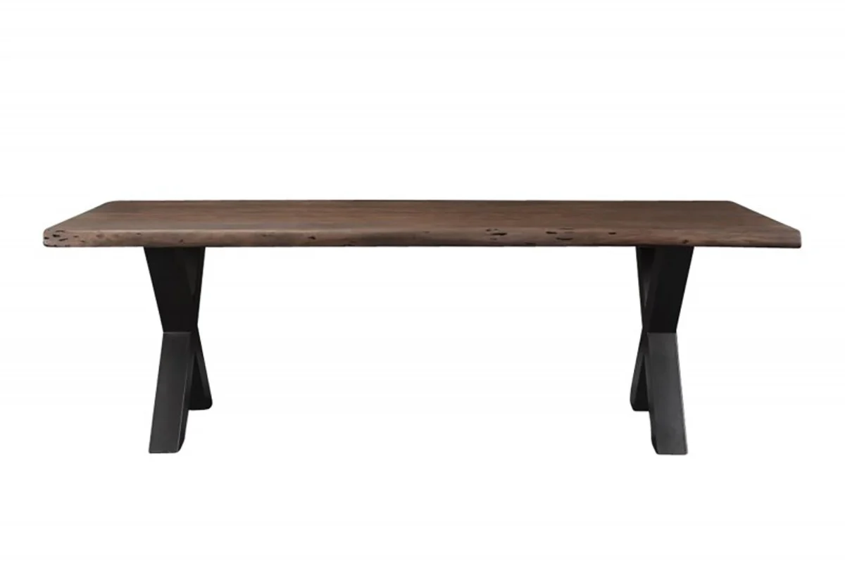 Solid wood dining table acacia with iron frame 200 x 100 x H.77 cm - designer table