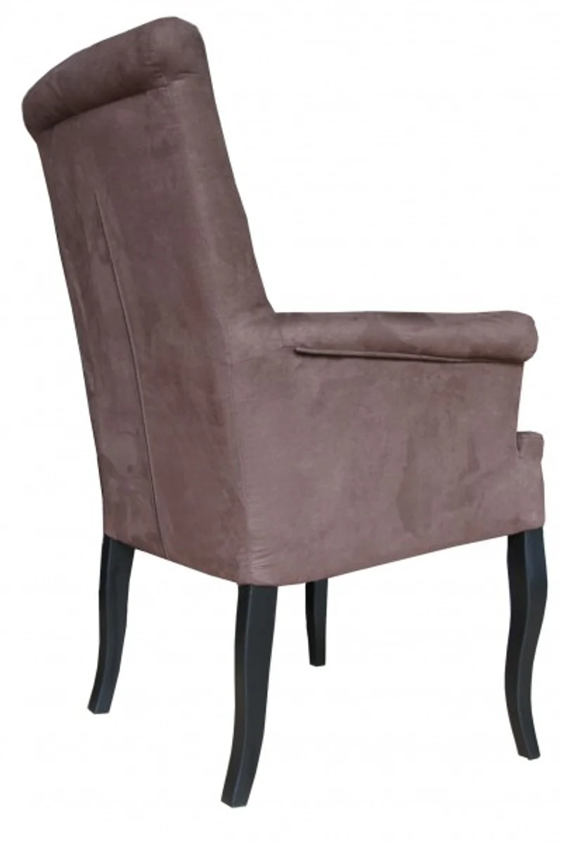 Luxury dining room chair brown / black with armrests - Baroque furniture