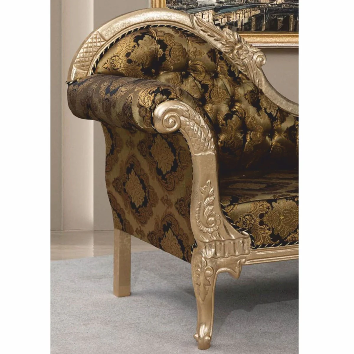 Luxury Baroque Sofa Left Side Gold / Black / Silver 210 cm - Baroque Furniture