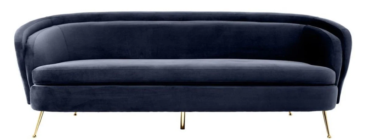 Luxury living room velvet sofa midnight blue / brass 220 x 85 x H. 77 cm - Luxury Furniture