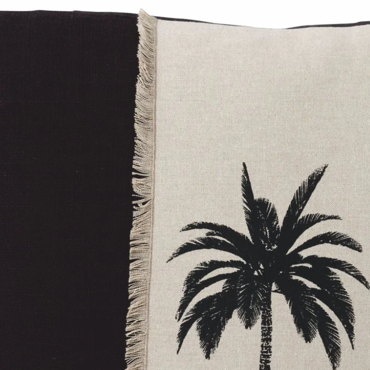 Luxury decorative cotton cushion palm tree black / beige 50 x 50 cm