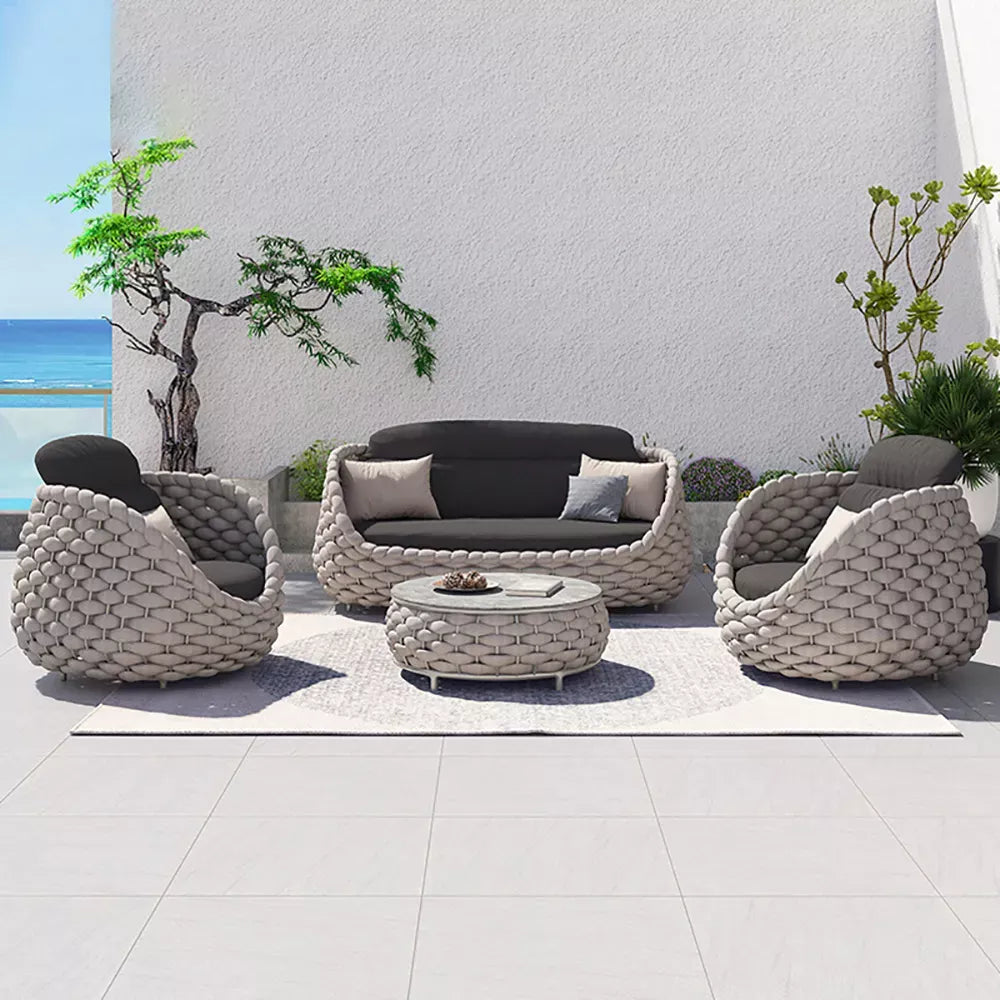 Outdoor Sectional Sofa Set with Removable Pillow Cushions