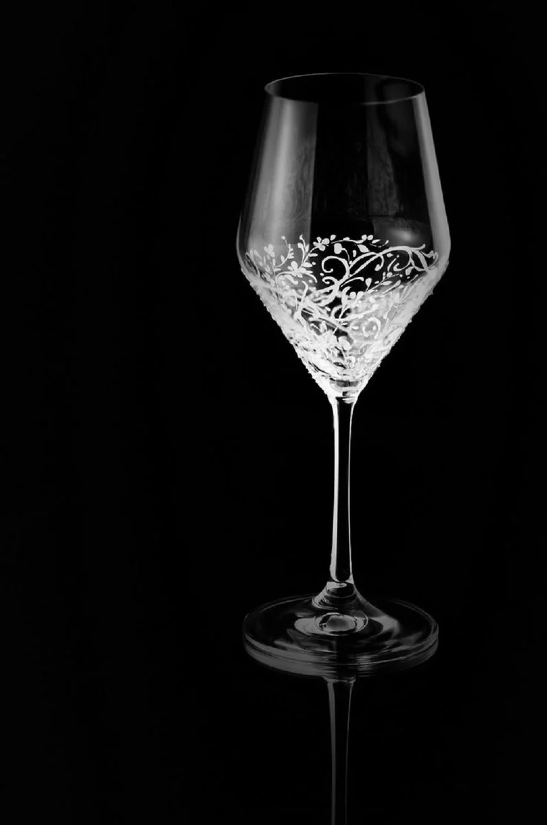 Luxury white wine glass set of 6 white Ø 8.6 x H. 22.4 cm - handmade & hand-painted wine glasses - hotel & restaurant accessories - luxury quality