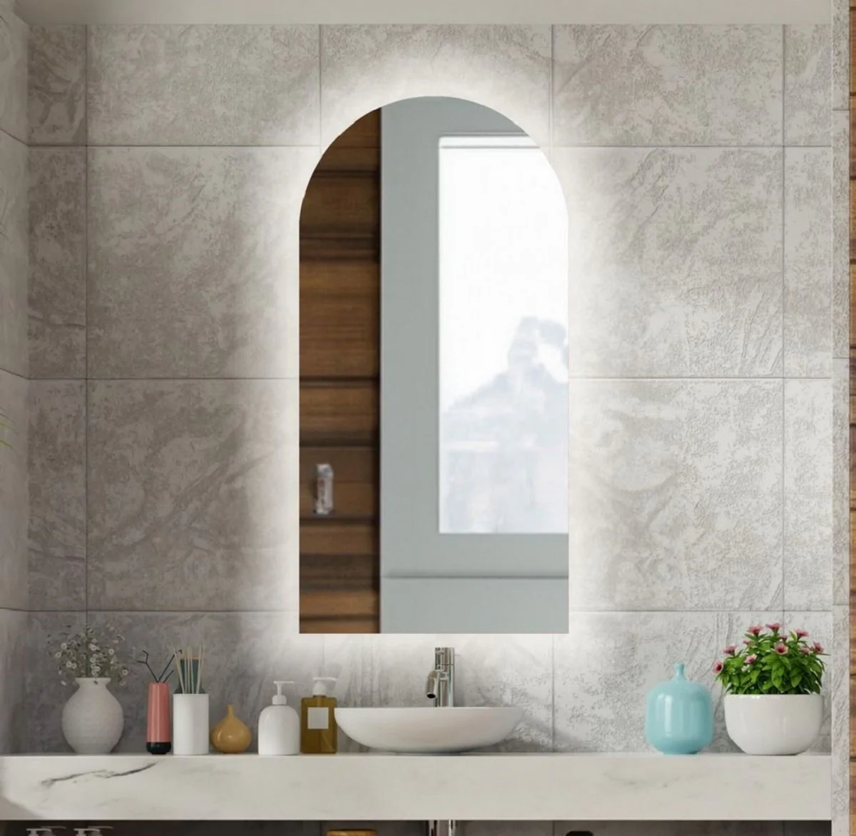 Luxury bathroom mirror 60 x 3 x H. 120 cm - Wall mirror with LED backlight - Bathroom furniture - Bathroom accessories - Luxury furniture