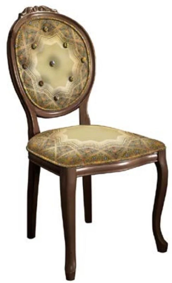 Baroque Dining Room Chair Set Multicolored / Brown - 6 Handmade Kitchen Chairs in Baroque Style - Baroque Dining Room Furniture