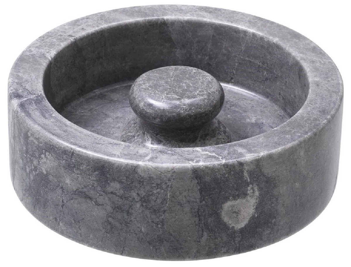 Luxury ashtray gray Ø 20 x H. 7.5 cm - Round marble ashtray - Decorative accessories - Luxury quality