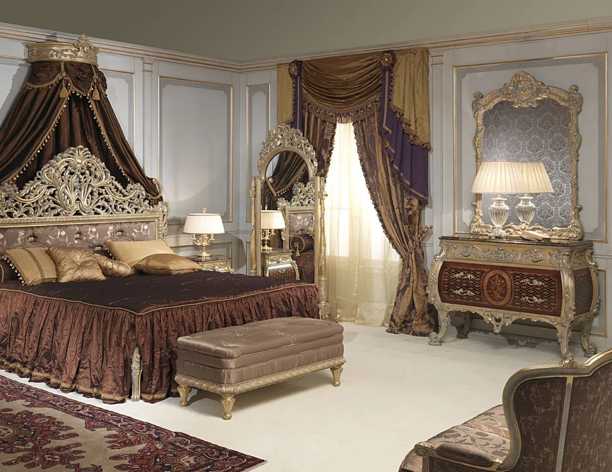 Luxury Baroque chest of drawers with mirror brown / black / gold - Baroque mirror chest of drawers - Magnificent Baroque furniture - Hotel furniture - Castle furniture - Luxury quality - Made in Italy