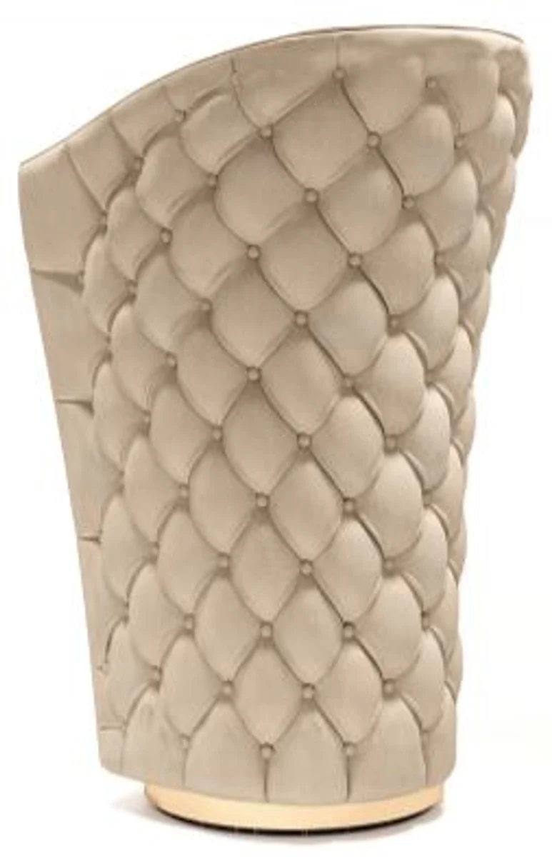 Luxury Chesterfield genuine leather bar chair beige / brown / gold 66 x 66 x H. 103 cm - Handmade swivel bar chair with high-quality leather - Hotel furniture - Luxury quality - Made in Italy