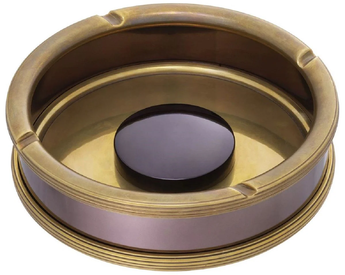 Luxury ashtray vintage brass / bronze Ø 18 x H. 5 cm - Round brass ashtray - Decorative accessories - Luxury quality
