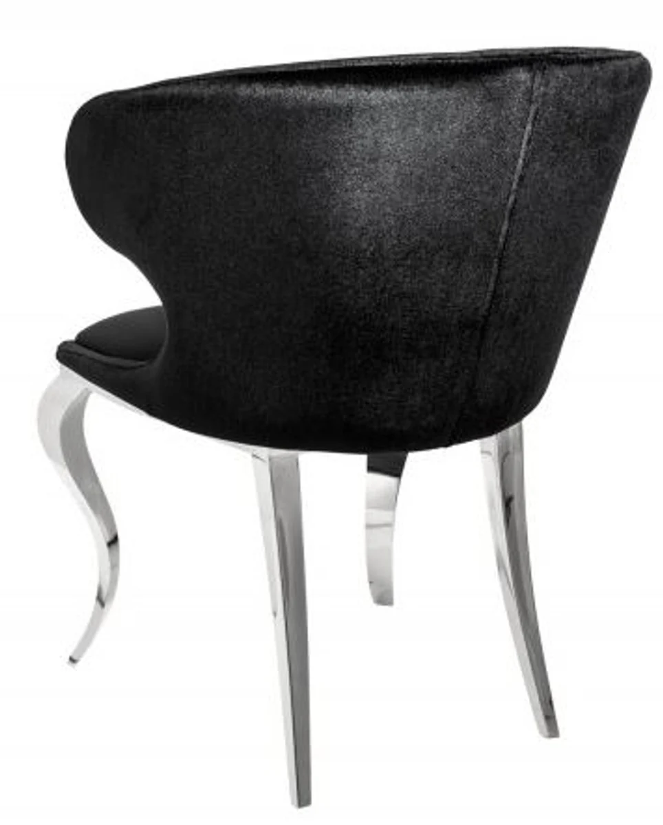 Designer dining room chair silver / black 61 x 60 x H.79 cm - Dining room furniture