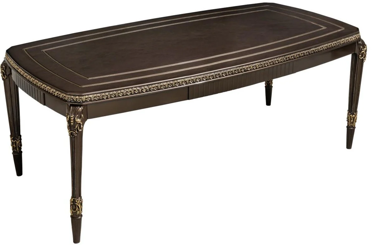 Luxury Baroque coffee table dark brown / gold 132 cm - Baroque furniture