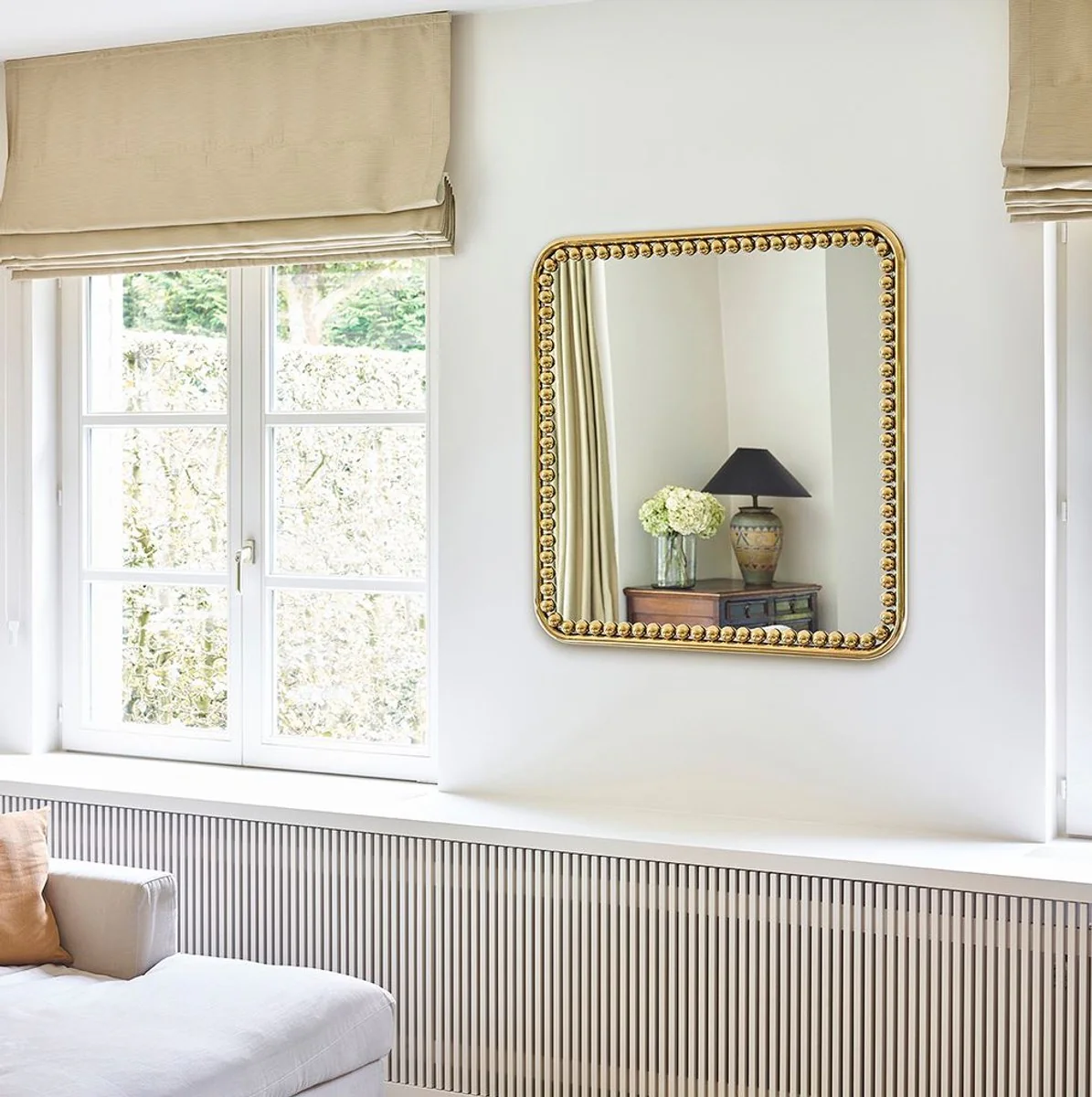 Luxury wall mirror gold 95 x 3 x H. 95 cm - Square living room mirror with metal frame - Bedroom mirror - Bathroom mirror - Cloakroom mirror - Luxury collection