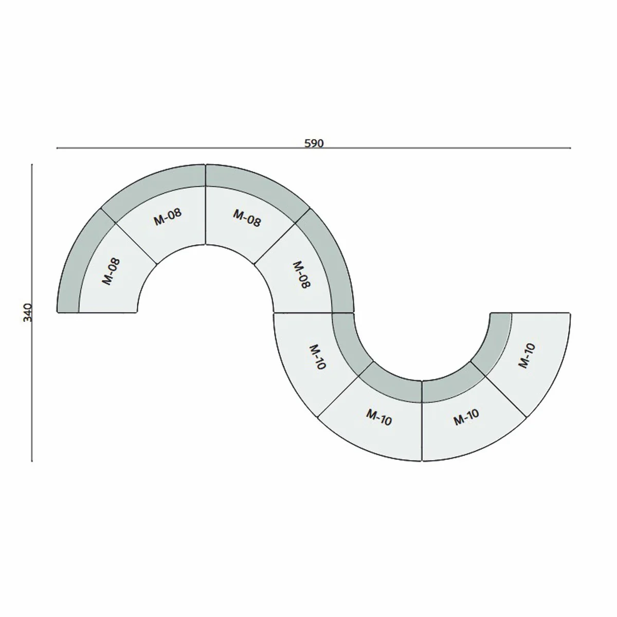 Luxury Sofa Red 590 cm - Curved Modular 8 Piece Sofa - Hotel Furniture
