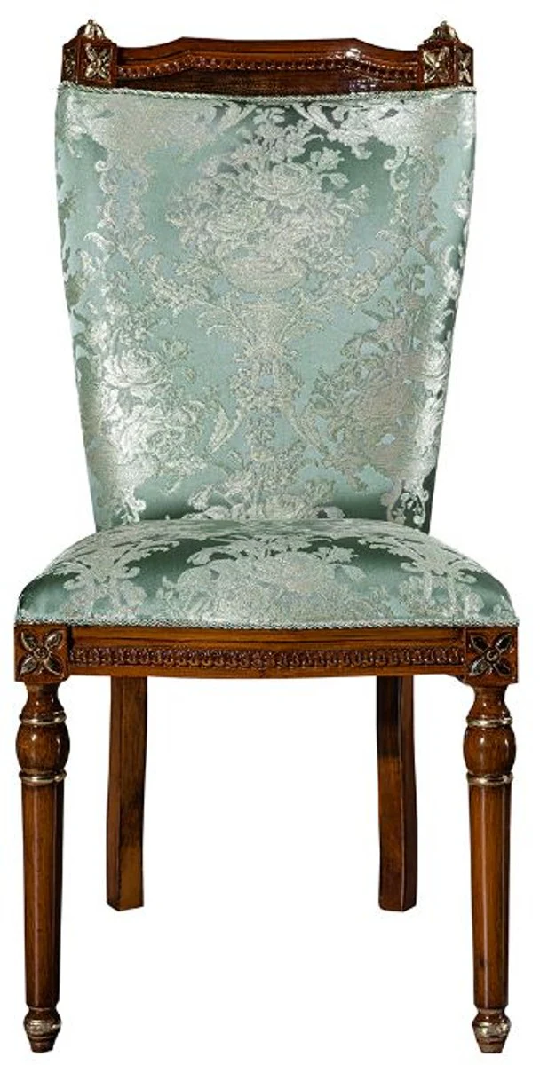 Luxury baroque dining room chair set mint green / brown 53 x 55 x H. 109 cm - Noble kitchen chairs set of 6 - Baroque dining room furniture