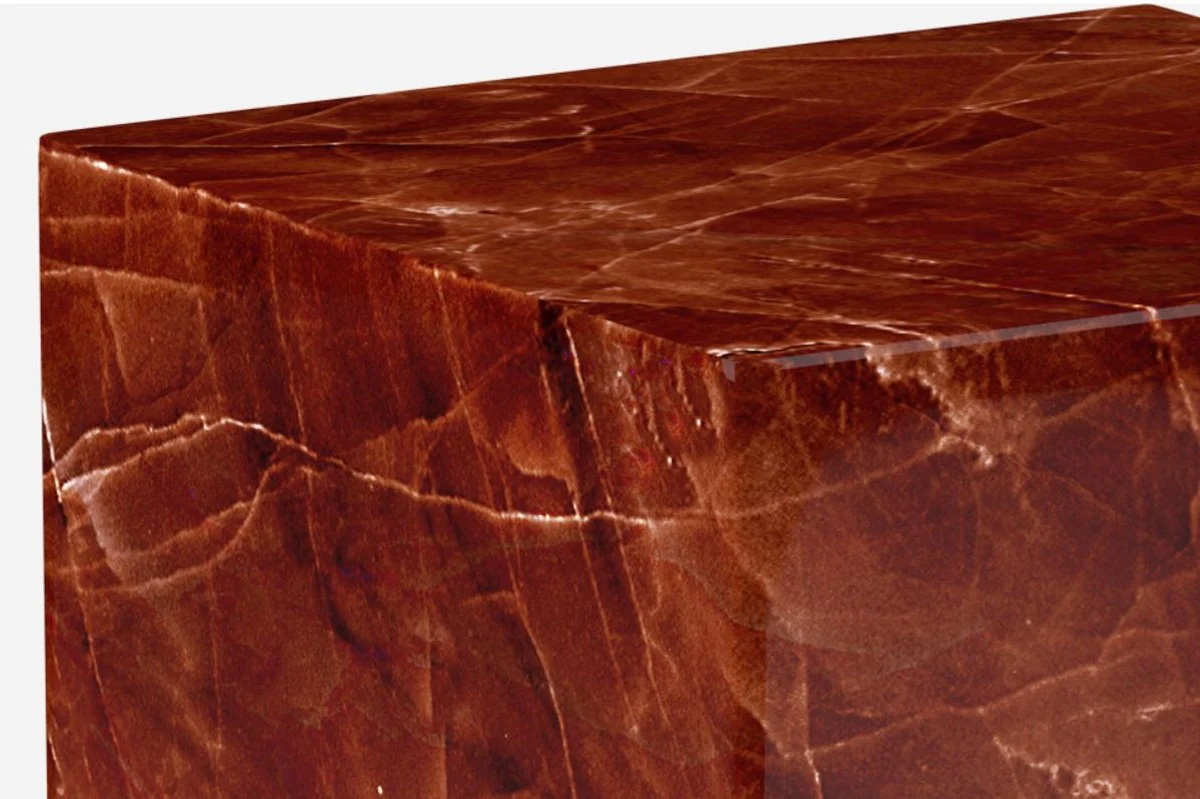 Luxury Travertine Marble Side Table Red 30 x 30 x H. 70 cm - Living Room Furniture - Marble Furniture - Luxury Collection
