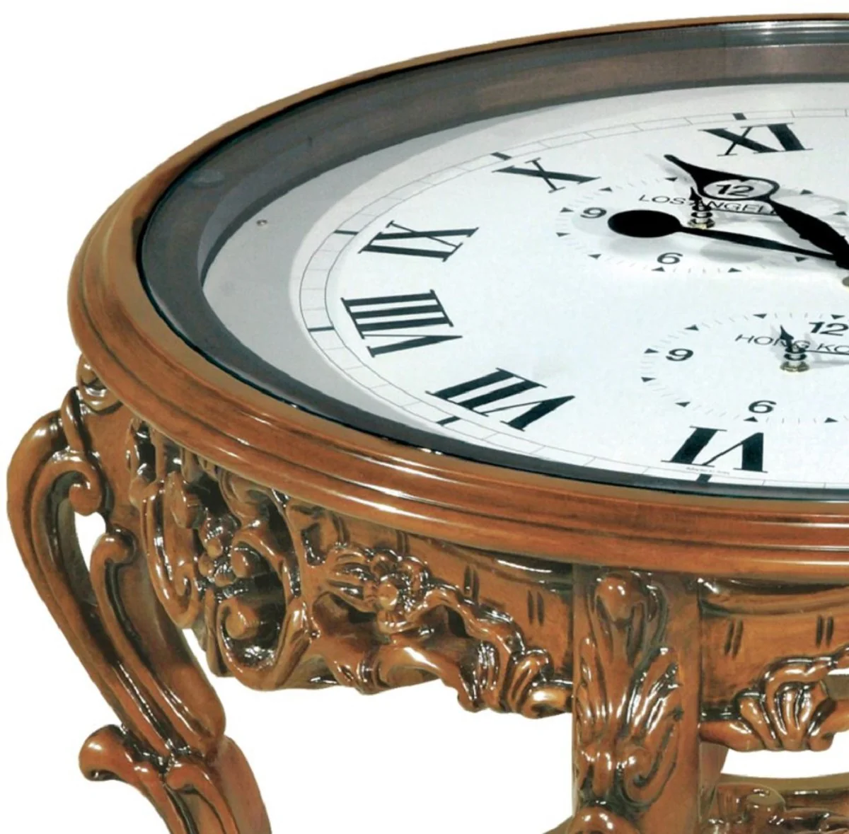 Luxury Baroque Coffee Table with Clock Brown - Magnificent Baroque Style Cocktail Table - Baroque Furniture - Baroque Interior - Noble & Magnificent - Luxury Quality - Made in Italy