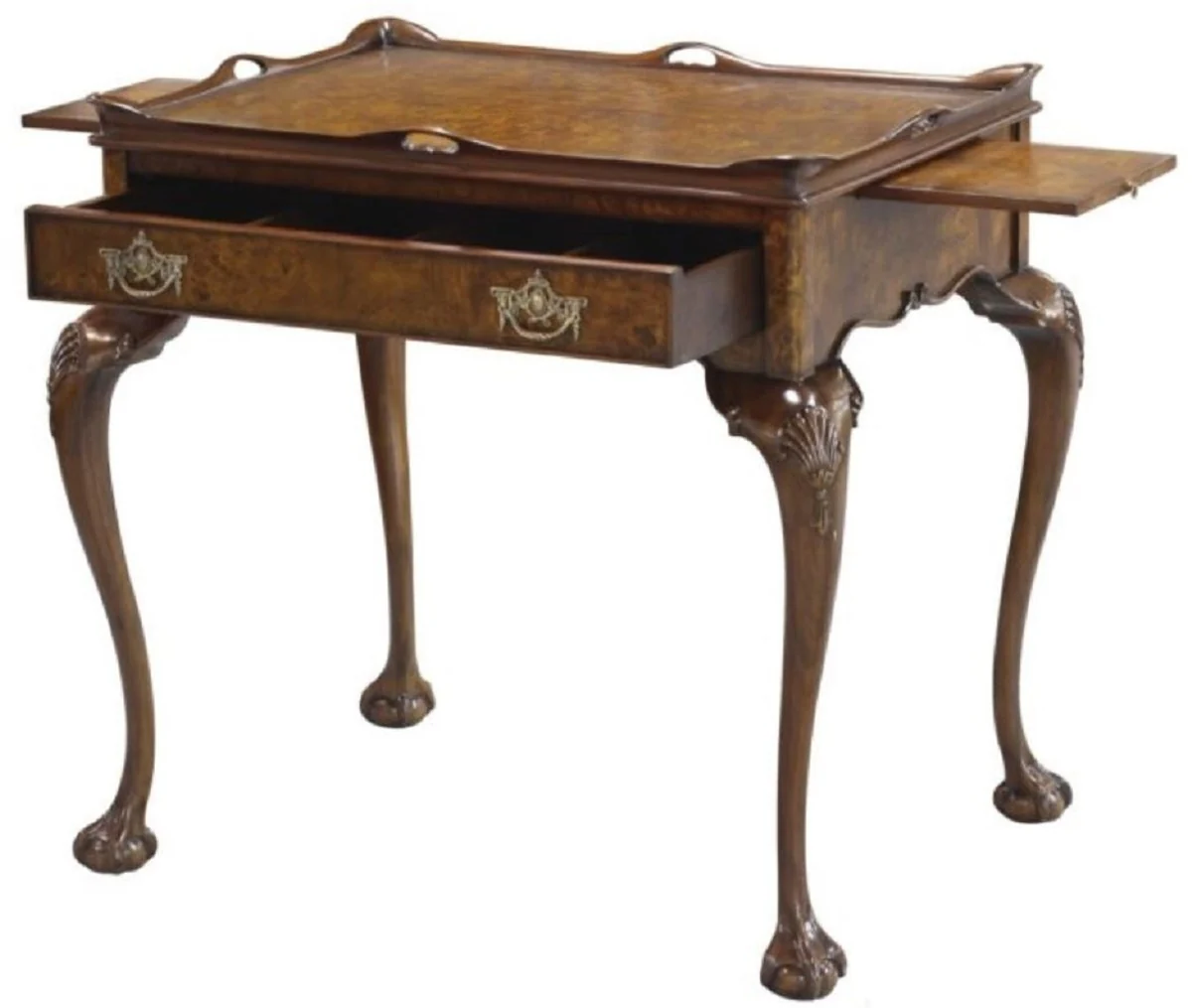 Luxury Art Nouveau side table with drawer and removable tray brown 78 x 57 x H. 78 cm - Elegant tea table - Baroque & Art Nouveau living room furniture - Luxury quality