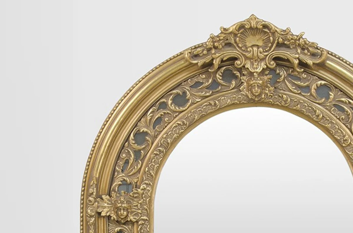 Large magnificent baroque mirror half round gold 185 x 110 cm