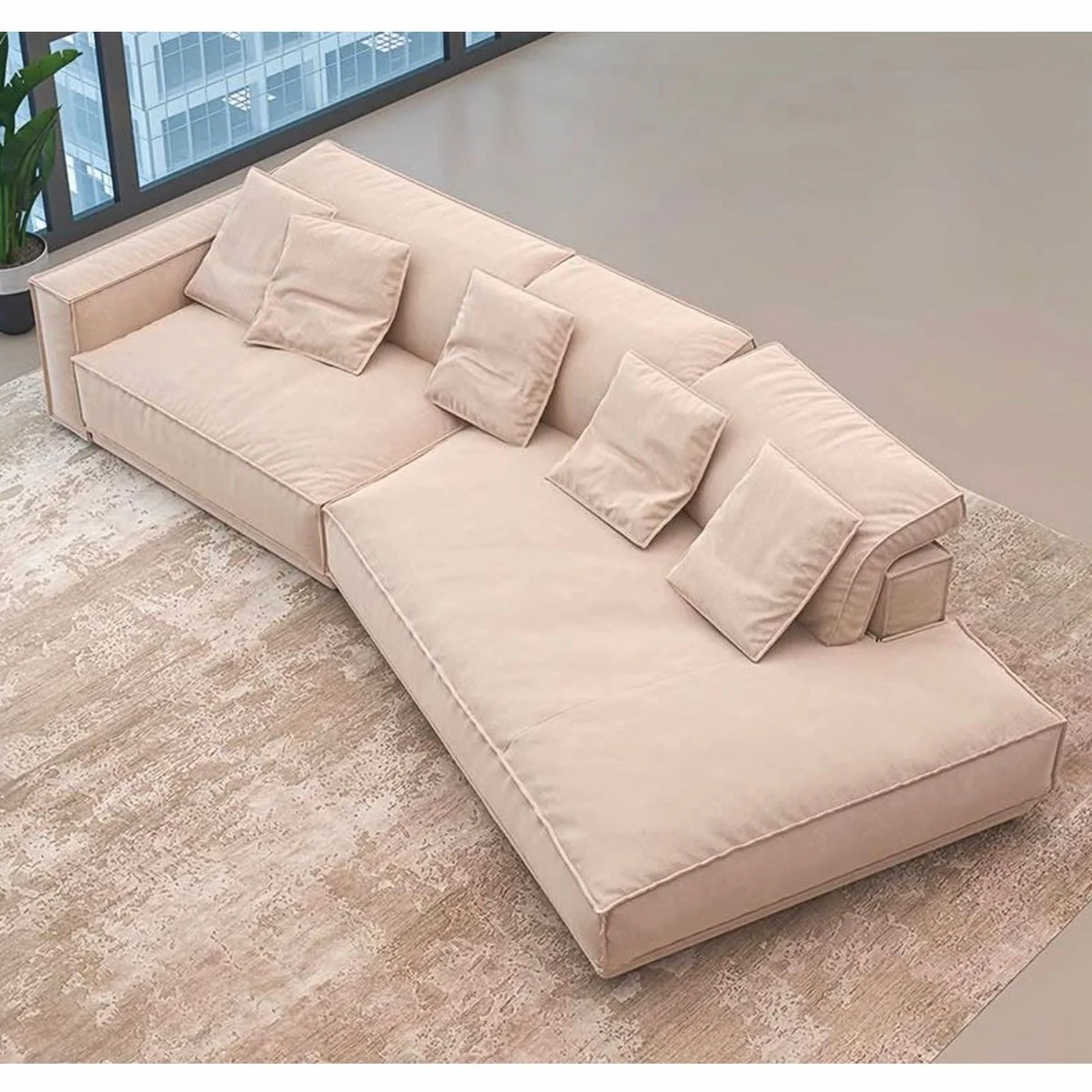 Luxury Living Room & Hotel Sofa Left Side Beige 320 cm - Luxury Furniture