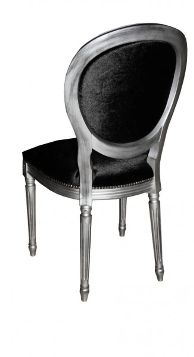 Baroque dining room chair black / silver - designer chair - luxury quality