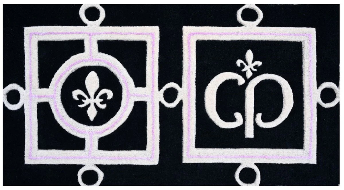 Luxury Baroque carpet black / white / purple 200 x 300 cm - Baroque Interior