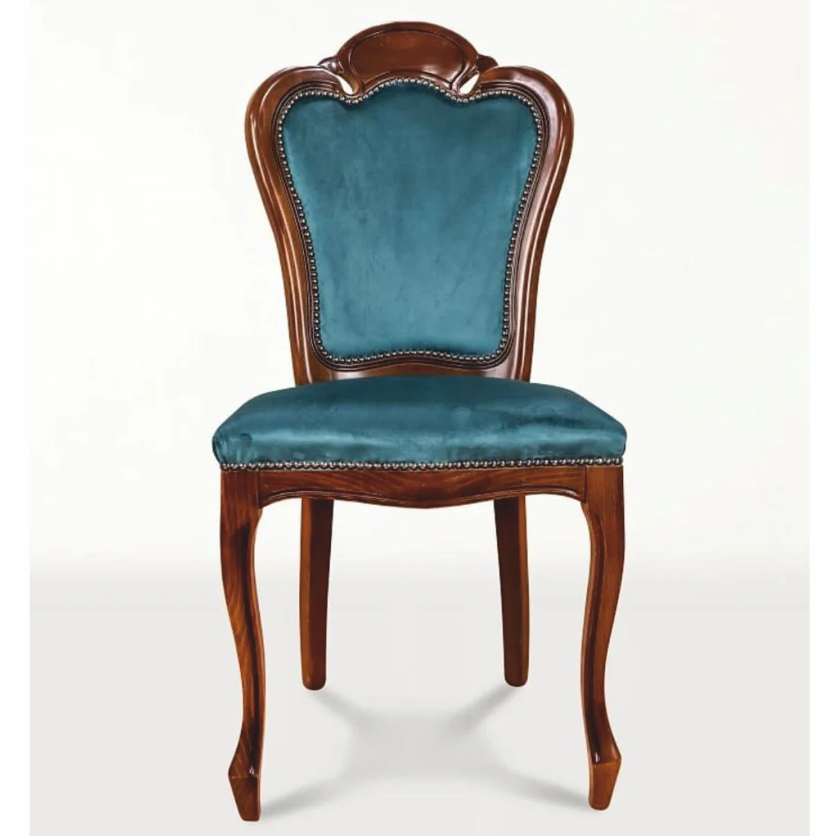 Luxury Baroque Dining Room Chair Set of 4 Blue / Brown - Baroque Furniture