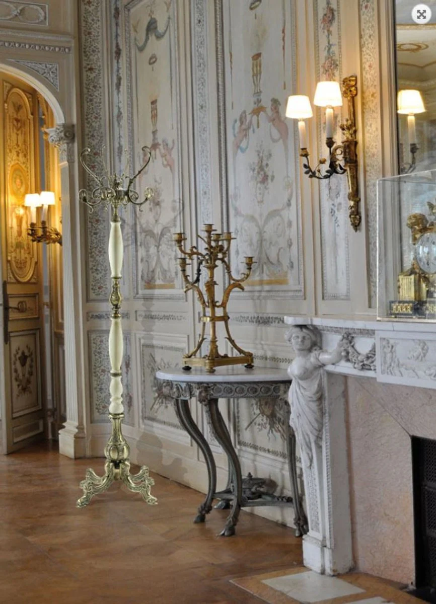 Luxury Baroque coat rack bronze / white 45 x 45 x H. 170 cm - Elegant brass coat rack - Baroque hotel cloakroom furniture