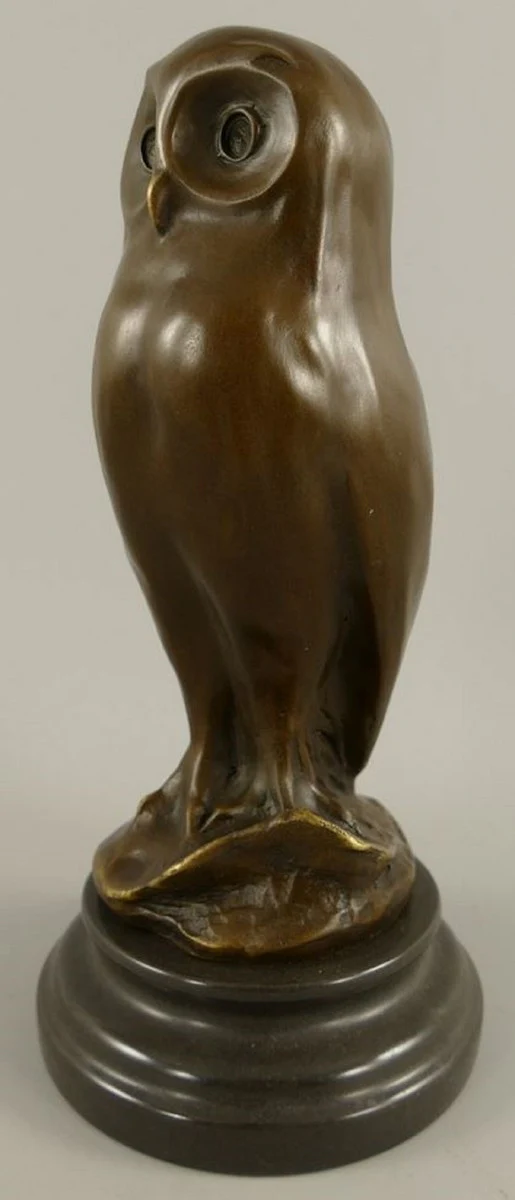 Bronze sculpture owl bronze color / black 12 x 12 x H. 26 cm - bronze figure - decorative figure - desk decoration accessories