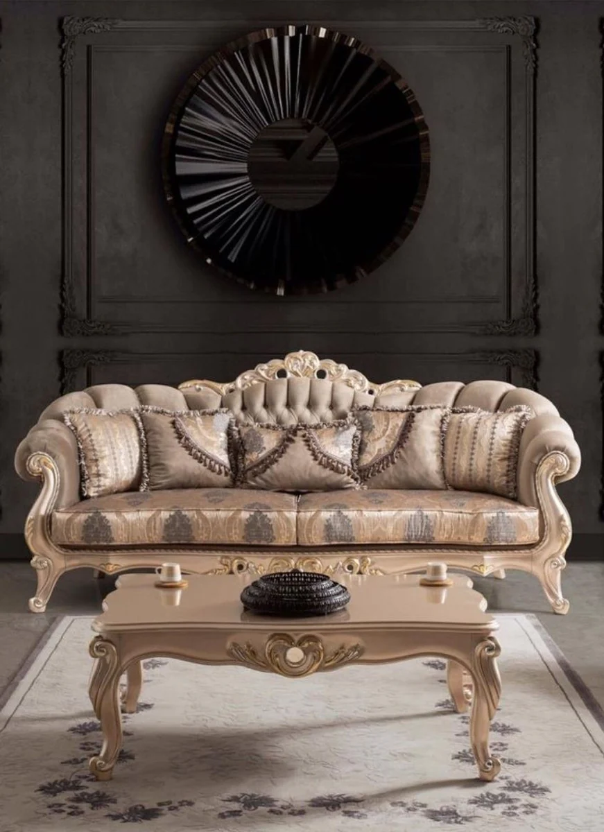 Luxury baroque coffee table bronze / gold 122 x 82 x H. 46 cm - solid wood living room table in baroque style