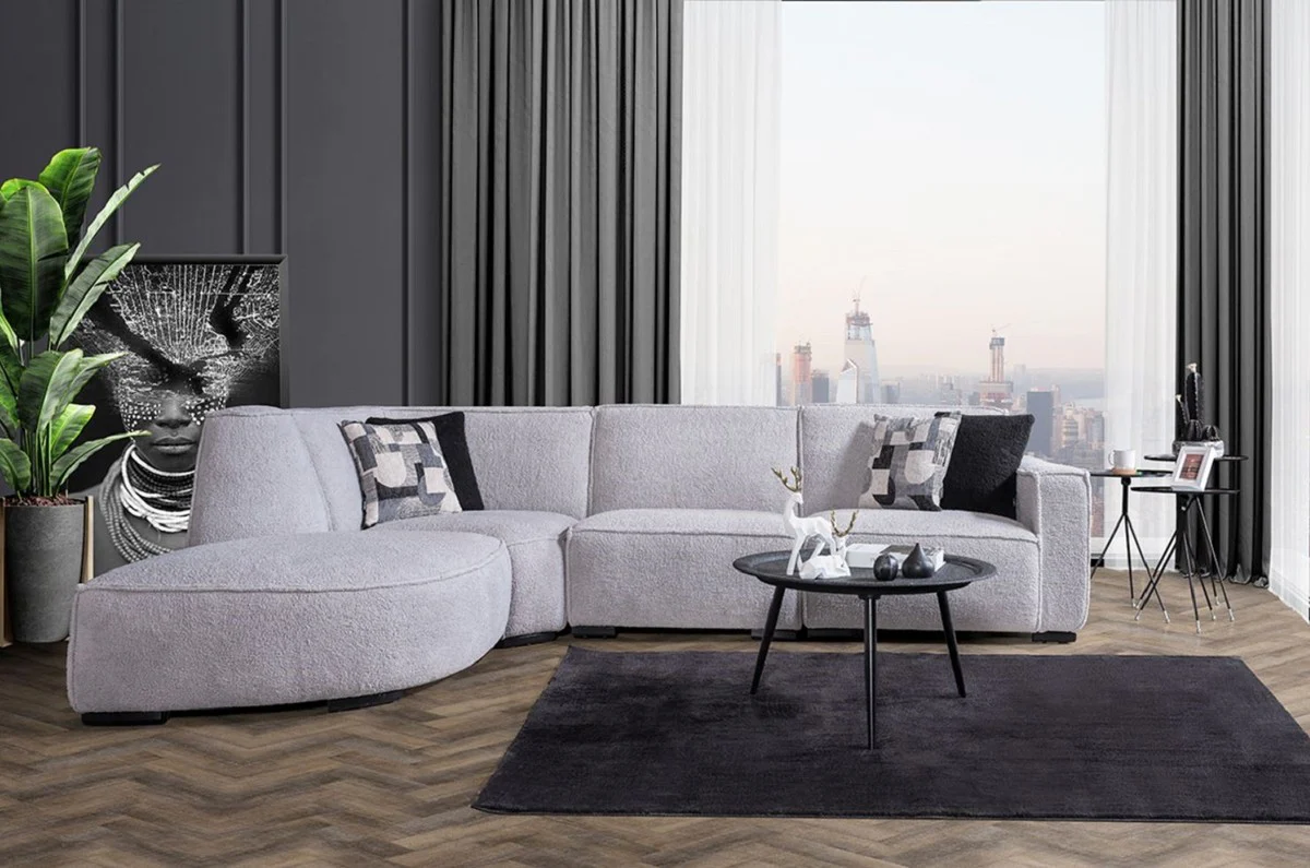 Luxury corner sofa gray / black 290 x 215 cm - living room & hotel furniture