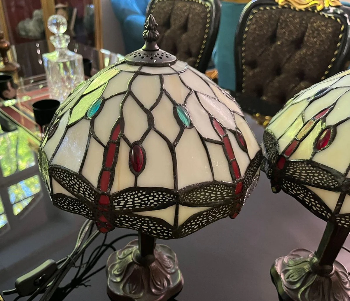Luxury Tiffany table lamp set multicolored Ø 25 x H. 40 cm - Tiffany desk lamps - living room decorative lights - desk decorative lights - luxury Tiffany lights
