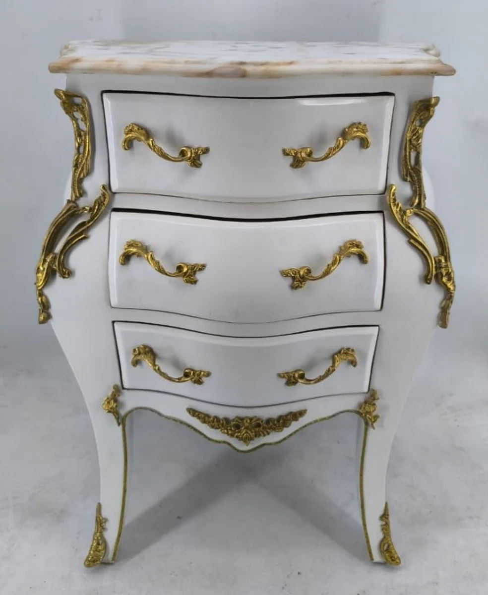 Baroque chest of drawers with 3 drawers white / gold / beige H. 80 cm - Baroque furniture