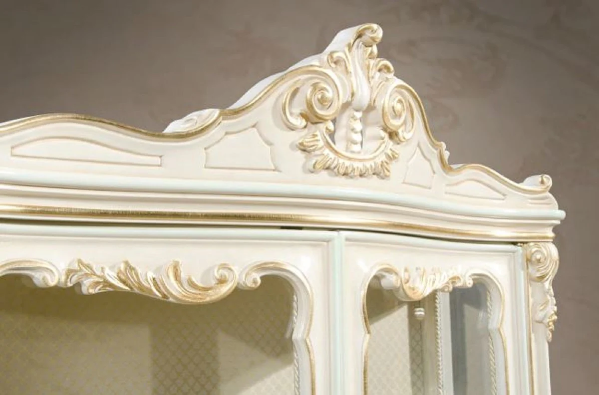 Luxury Baroque display cabinet white / cream / multicolored / gold - Handmade display cabinet with 2 doors - Magnificent Baroque furniture - Luxury quality - Made in Italy