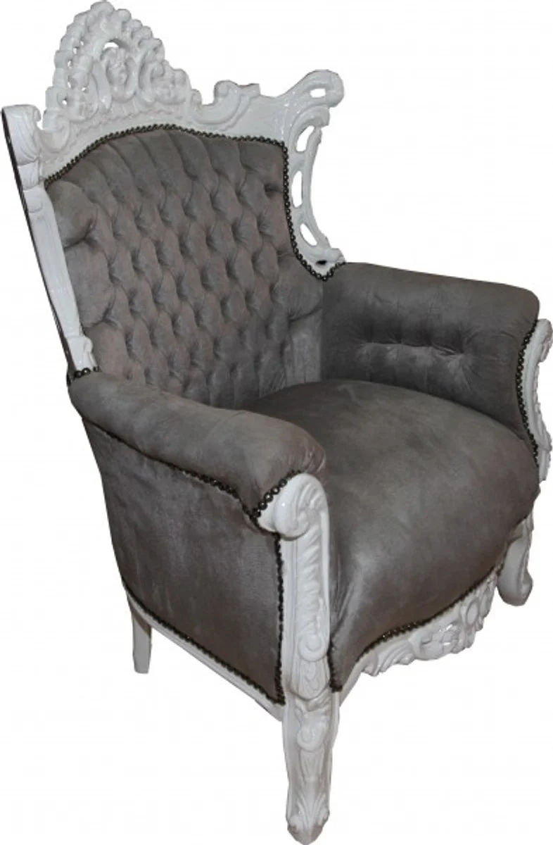 Baroque armchair Al Capone gray / white - antique style